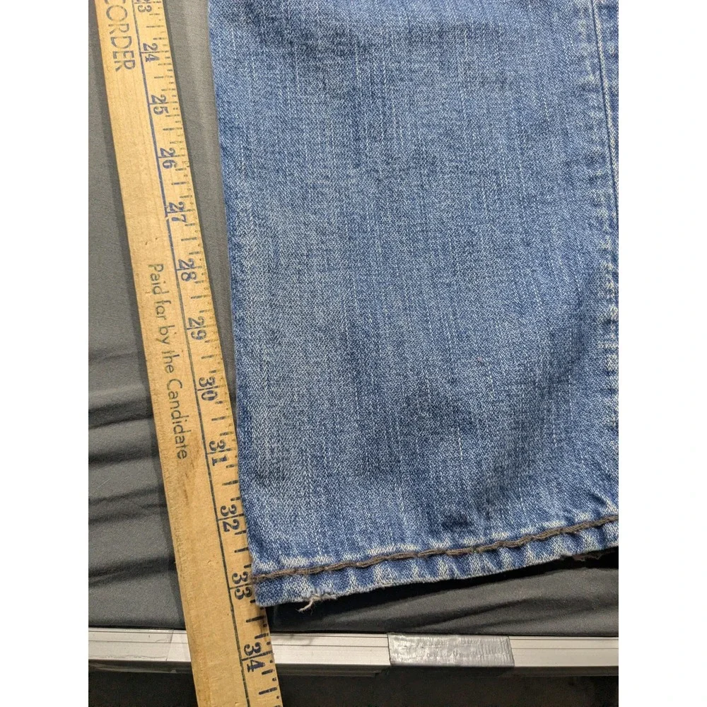 True Religion Rocco Relaxed Skinny Jeans Mens 42 Blue Red Contrast Stitch Denim